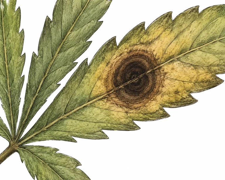 Alternaria Cannabis konzentrische Ringe Blattfleck