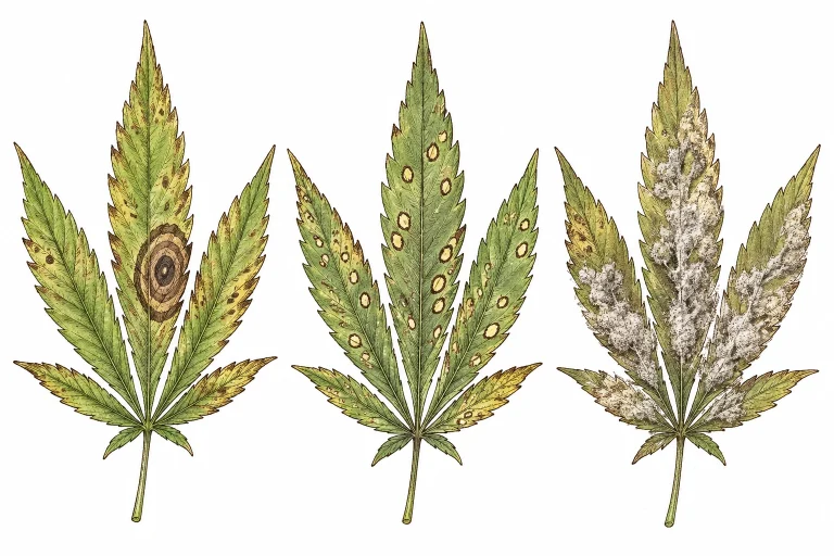 Alternaria on cannabis compared to septoria leaf spot and bud rot (botrytis)