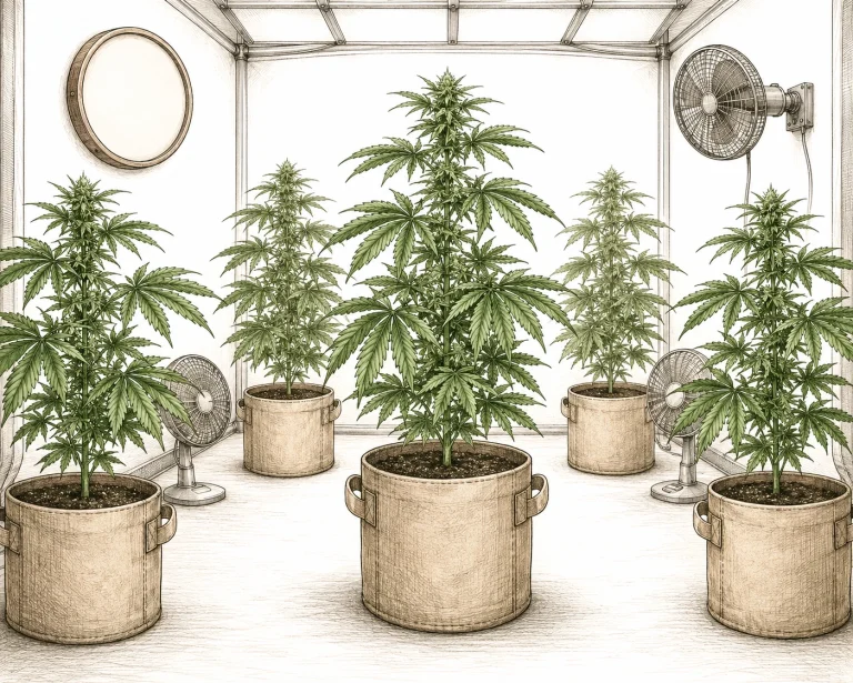 Anthracnose Cannabis Prävention aufgeräumte Growbox mit Hygrometer