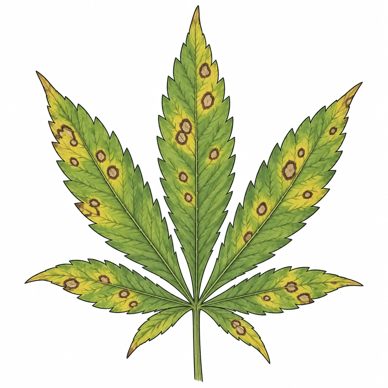 Cannabis Anthracnose Blattschäden erkennen