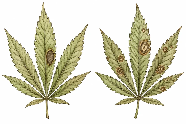 Anthracnose Cannabis Vergleich Alternaria Blattflecken Unterschied