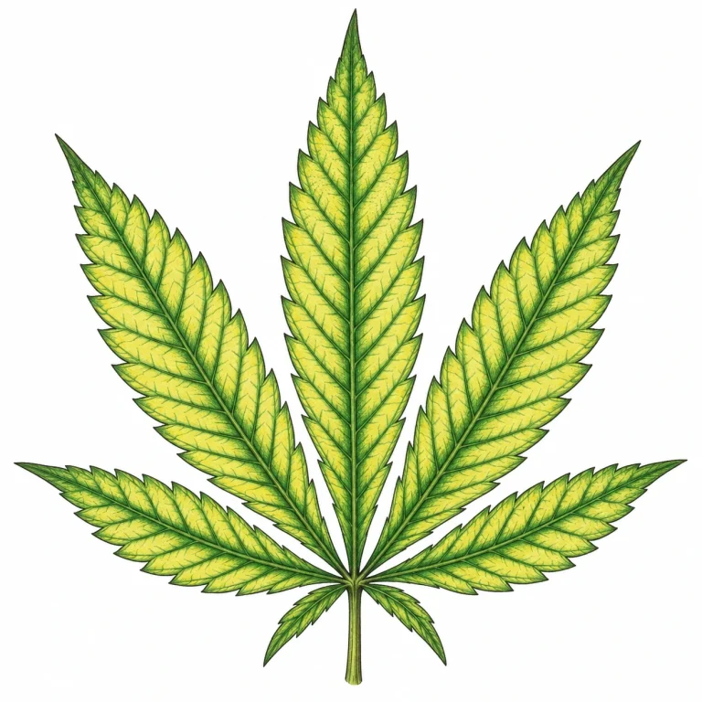 Cannabis Blätter hellgrün interkostale Chlorose Blattadern