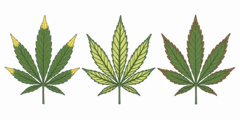 Cannabis yellow leaf tips: nutrient deficiencies compared