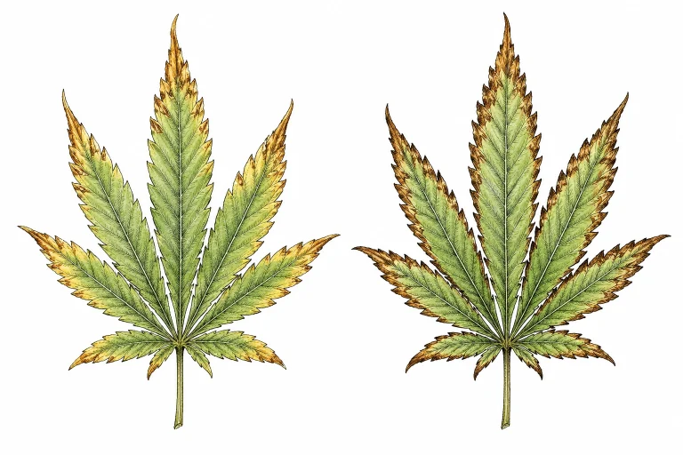 Cannabis boron toxicity compared to nutrient burn, showing the differences