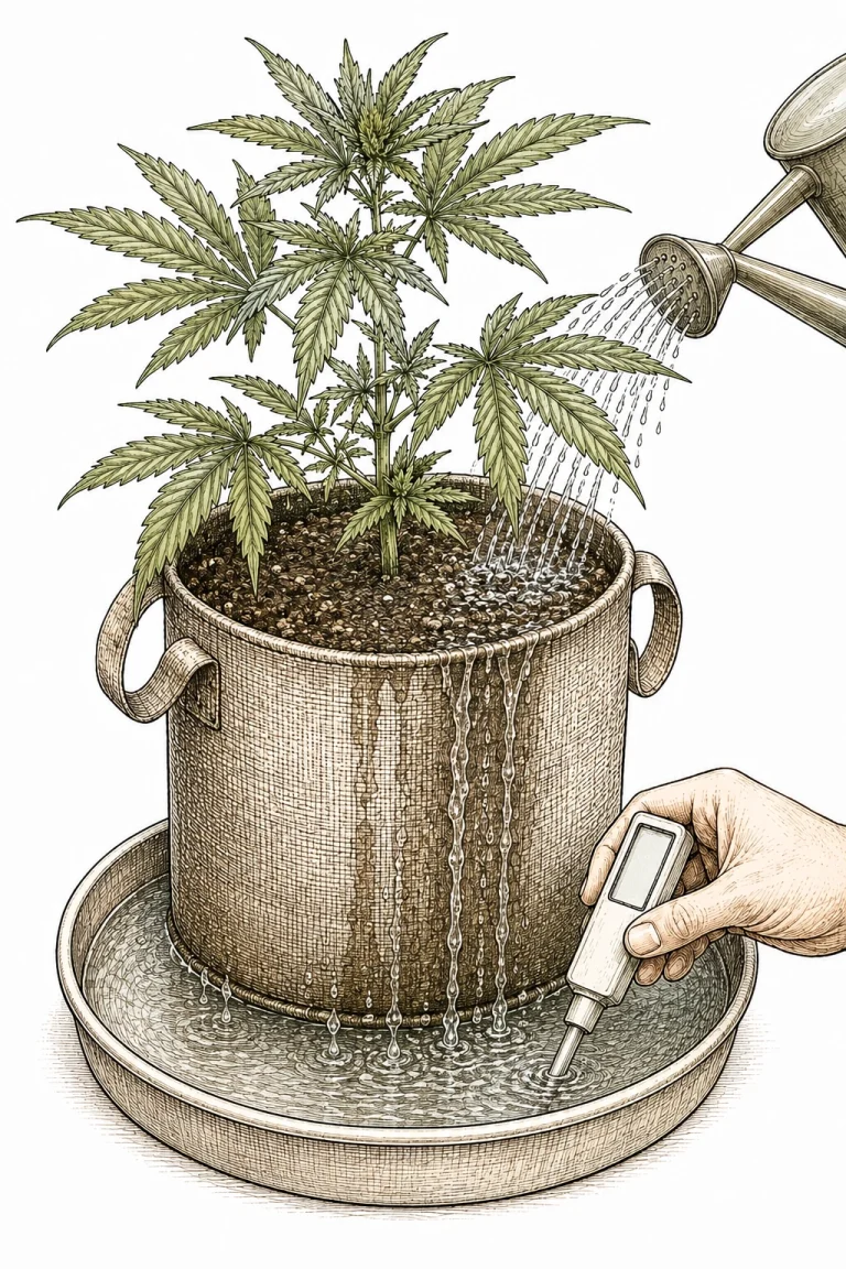 Flushing a cannabis plant and measuring runoff EC as a quick fix for calcium excess