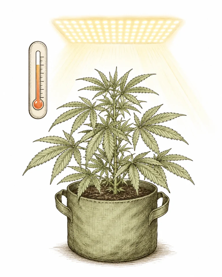 Cannabis foxtailing: heat stress and light intensity illustration