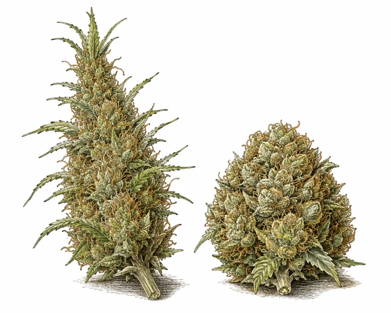 Cannabis foxtailing comparison: foxtail bud vs. normal bud