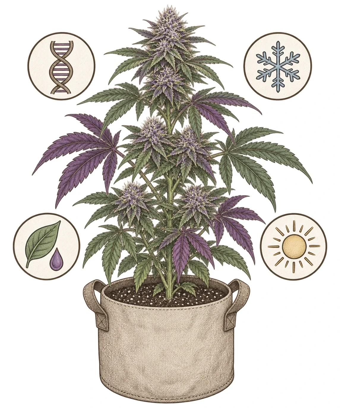 Cannabis Symptome: lila Blätter erkennen