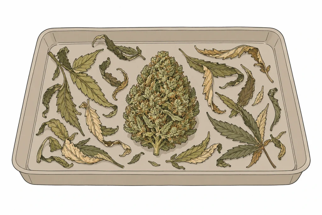 Cannabis trimmen: Trockentrimmen getrockneter Buds