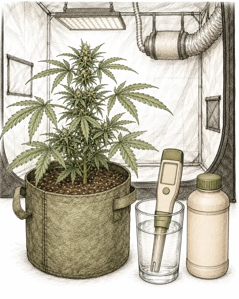 Cannabis popcorn buds: nutrient supply, pH testing and nutrients