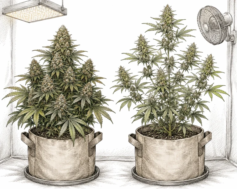 Cannabis popcorn buds strain comparison of dense and airy bud structure
