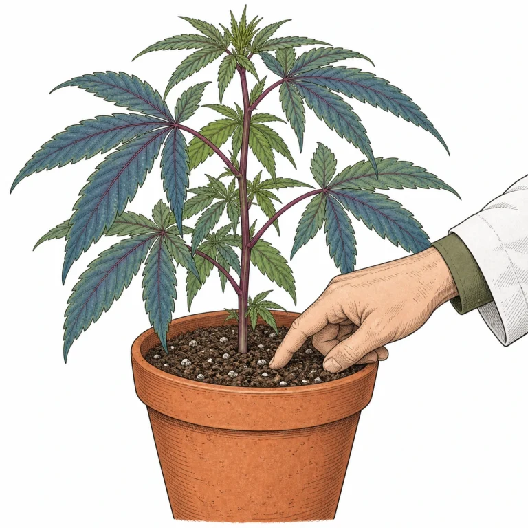 Cannabis rote Stiele durch Phosphormangel blaugrüne Blattfärbung
