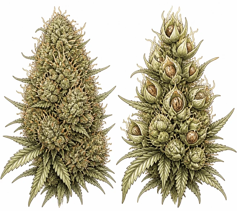 Cannabis seeds in buds: seedless bud vs. seeded bud comparison