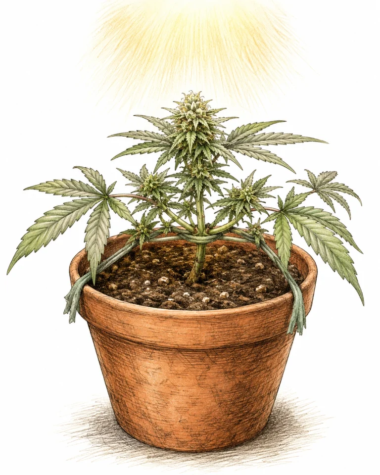Cannabis training stress: gentle LST on an autoflower