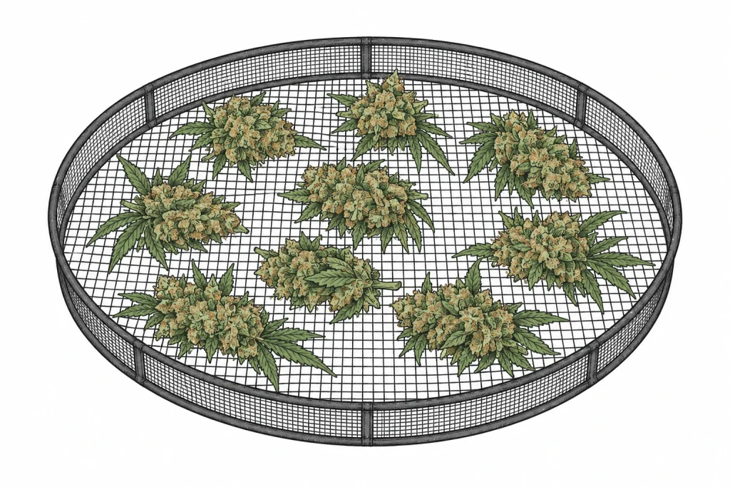 Cannabis Trockenraum einrichten Netz-Tablett