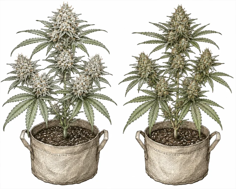 Cannabis few trichomes comparison of heavy vs. sparse trichome production