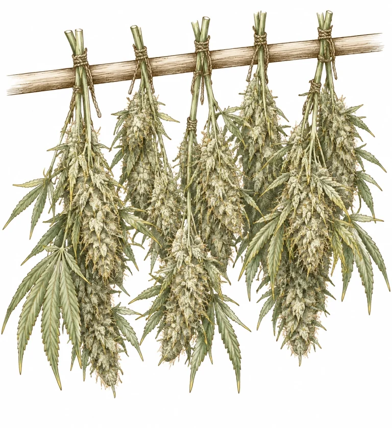 Cannabis zu früh geerntet: frisch geerntete helle Blüte mit wenig Harz
