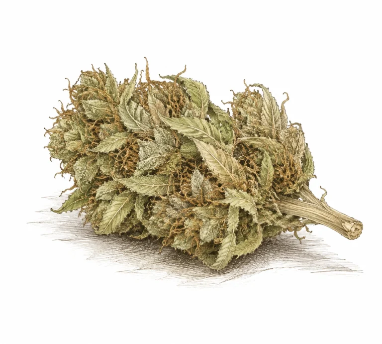 Cannabis zu früh geerntet: helle Blüte mit wenig Harz