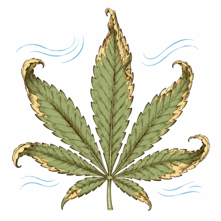 Cannabis leaves tacoing from drafts