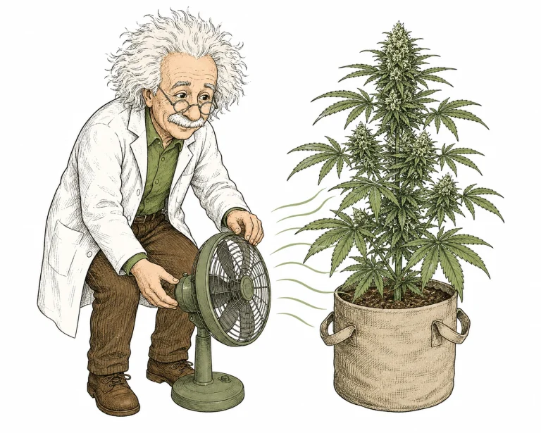 Healthy cannabis plant with proper ventilation