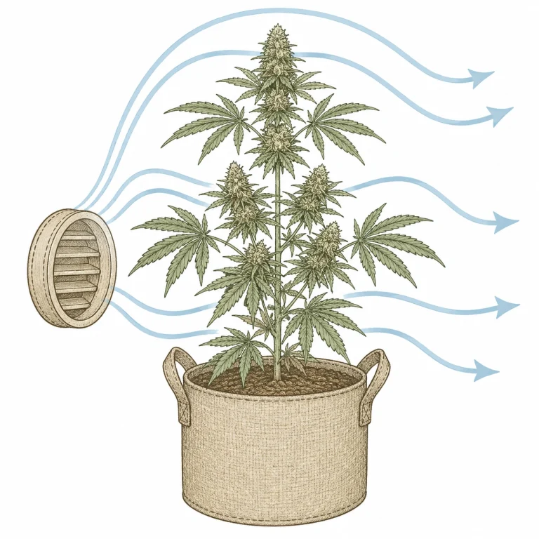 Diagram of airflow and drafts in a cannabis grow tent