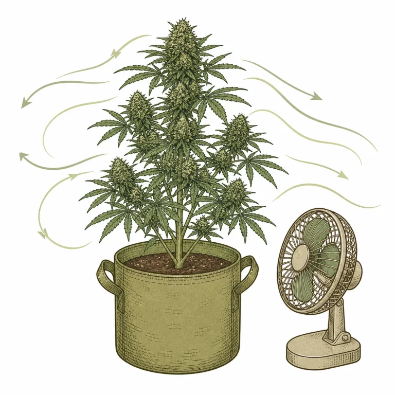 Positioning a fan correctly to prevent drafts on cannabis