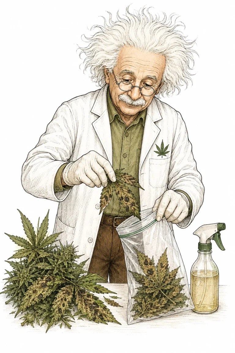 Removing cannabis leaves infected with Cladosporium