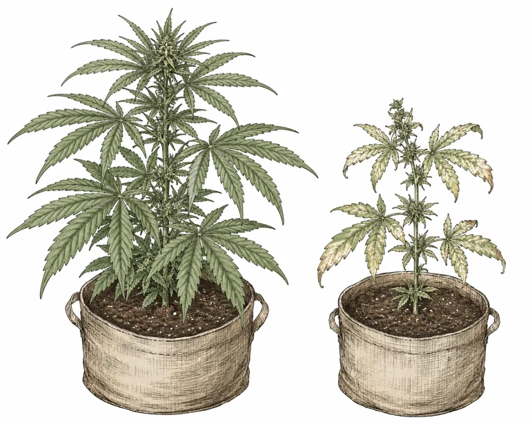 HLVd Cannabis gesunde vs gestauchte Pflanze Vergleich