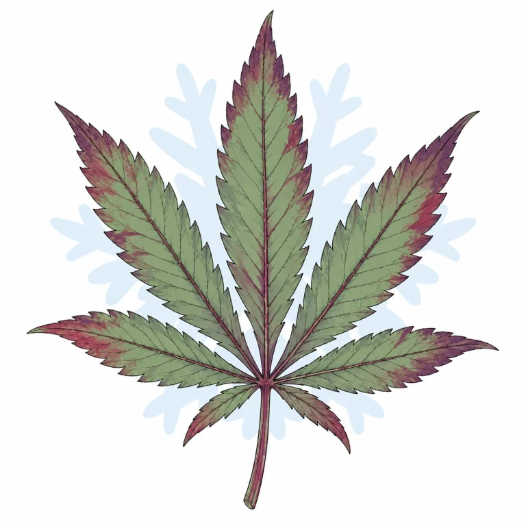 Kältestress bei Cannabis: lila und rote Blattverfärbung nach kalten Nächten