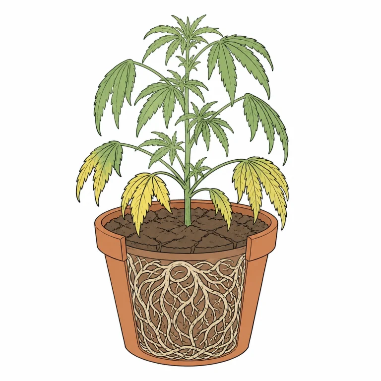 Root Bound Cannabis Stresssymptome hängende Blätter trotz Bewässerung