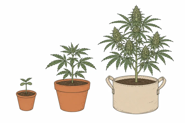 Root Bound Cannabis Topfgrößen nach Wachstumsphase Übersicht