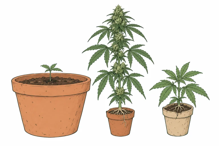 Root Bound Cannabis mehrere Topfgrößen im Vergleich