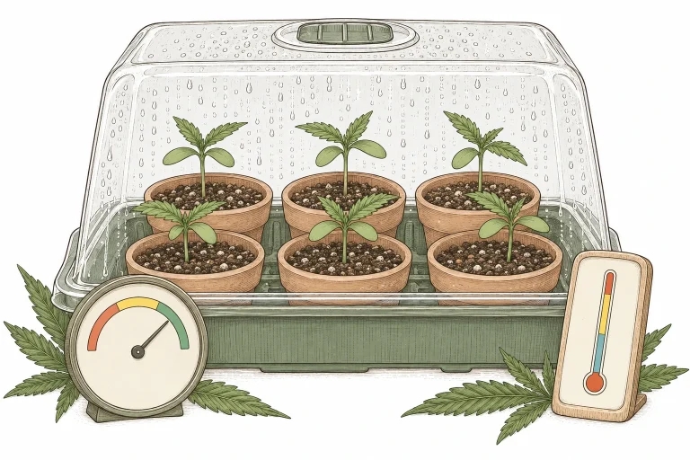 Cannabis Sämling Probleme Anzuchtbox Hygrometer Thermometer