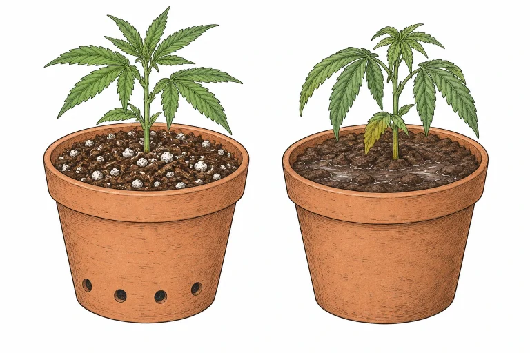 Root oxygen deprivation: pot with drainage vs pot without drainage comparison
