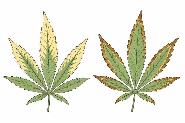 Cannabis Sonnenbrand im Vergleich zu Kaliummangel Verbrennung