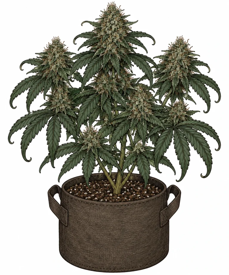 Cannabis zinc toxicity in the flowering stage with dark green, curled leaves
