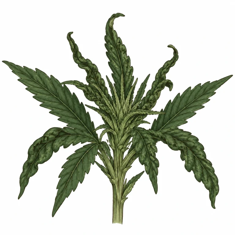 Cannabis zinc toxicity: dark green, deformed new growth tip