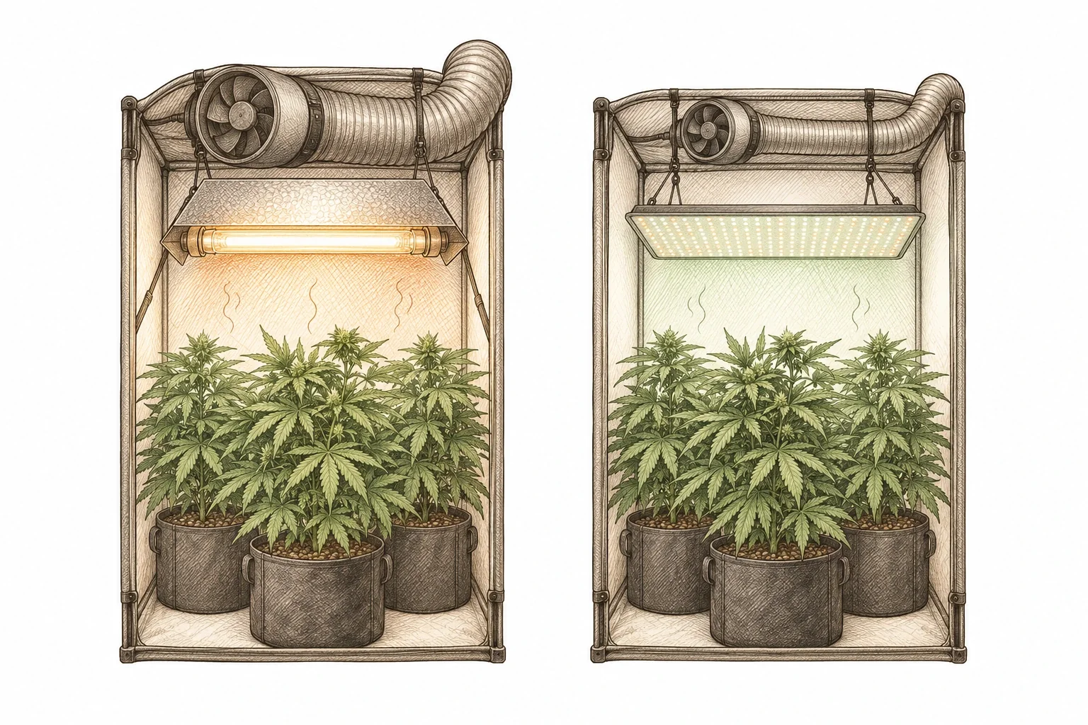 NDL vs LED beim Cannabis Grow – Wärmeentwicklung im Growroom